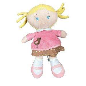 Kids Preferred Plush Doll Blonde Blue Eyes Pink Brown Bird Dress 2012 Pigtails